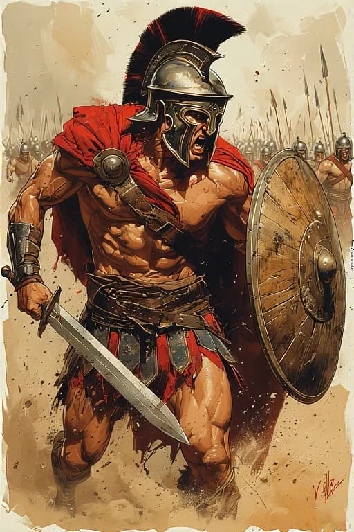 Spartan Conan Comic Illustration